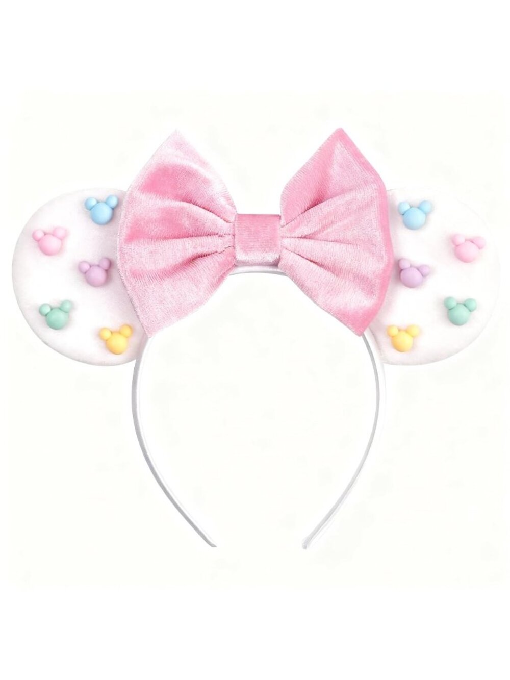 Women White cotton Candy-Inspired Mickey Mouse Hair Headband